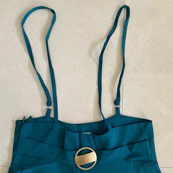 Teal Blue Suspender Pants for Women - Picture 4 of 12